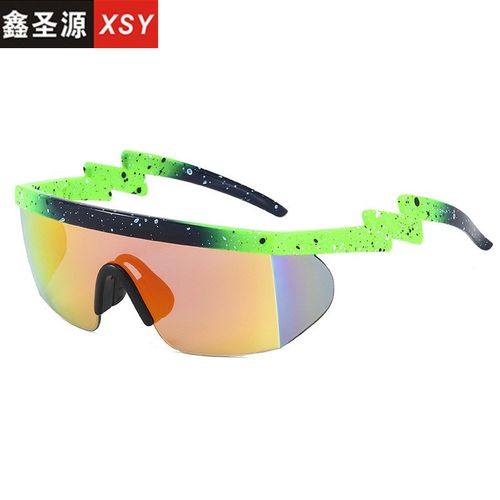工厂加工定制欧美连体太阳镜闪电腿户外运动骑行眼镜不规则墨镜潮